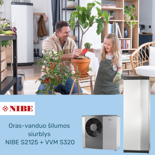 Nibe Oras-vanduo šilumos siurblys NIBE S2125+VVM S320 - 14 kw