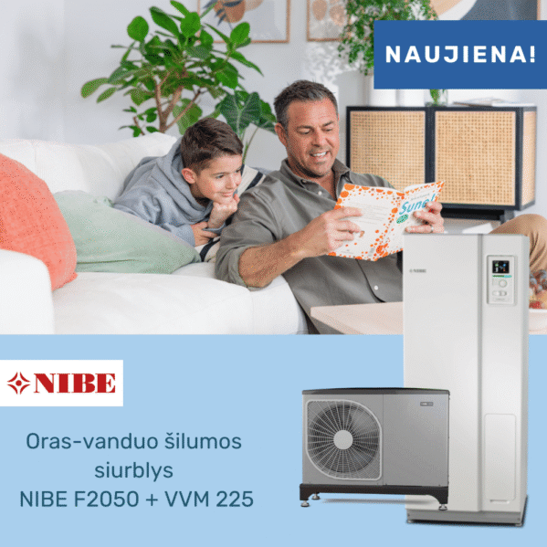 Nibe Oras-vanduo šilumos siurblys NIBE F2050 + VVM225 - 6 kw
