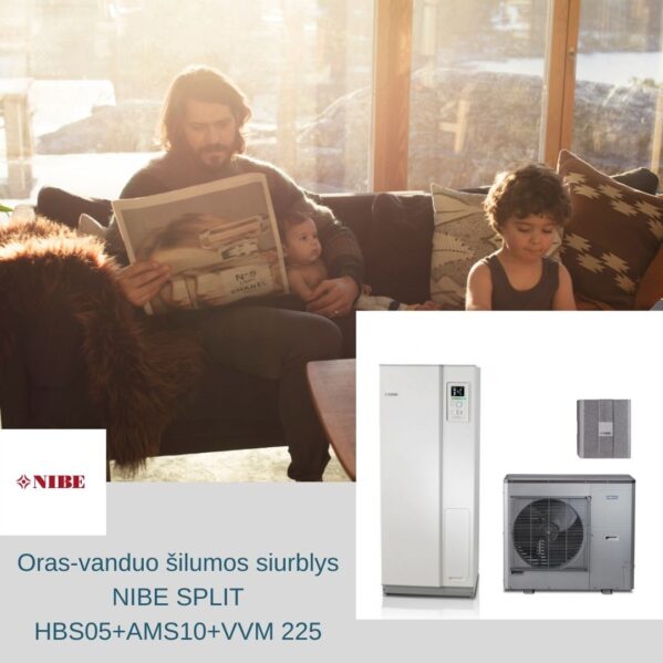 Oras-vanduo šilumos siurblys NIBE Split HBS05+AMS10+VVM225 (8 kw) - Image 1