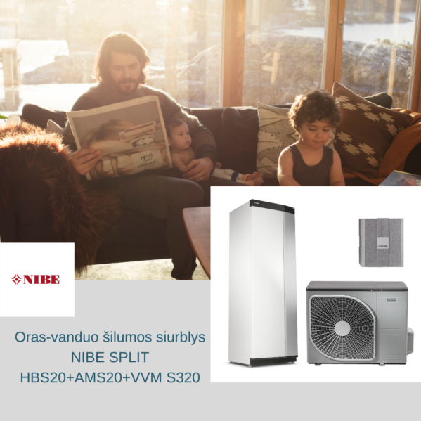Nibe Oras-vanduo šilumos siurblys NIBE Split HBS20+AMS20+VVM S320 - 6 kw