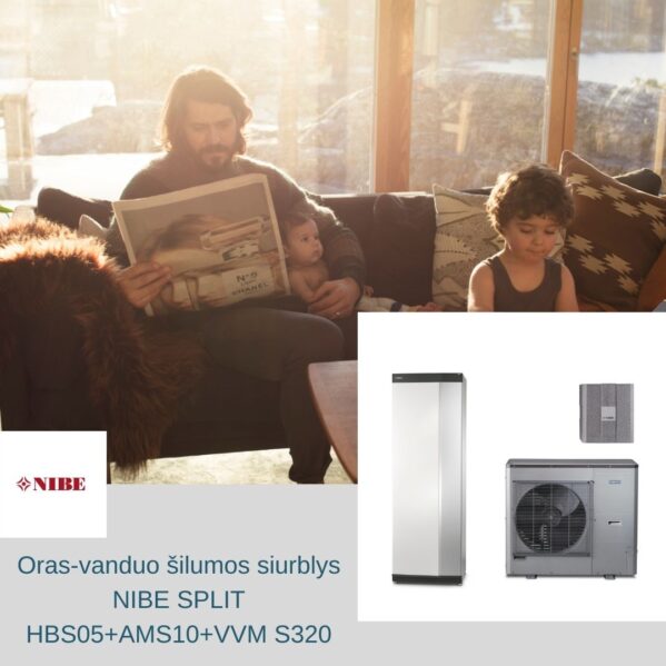 Oras-vanduo šilumos siurblys NIBE Split HBS05+AMS10+VVM S320 (8 kw) - Image 1