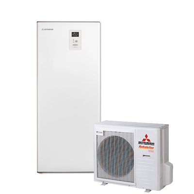 Mitsubishi HMA100-W FDCW71VNX-W šilumos siurblys Oras Vanduo su integruotu 180L boileriu 9.5 kW